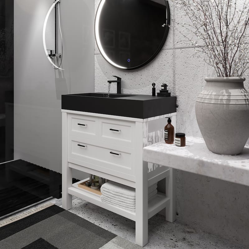 Juniper 36" Solid Surface Bathroom Vanity Top - Left Basin