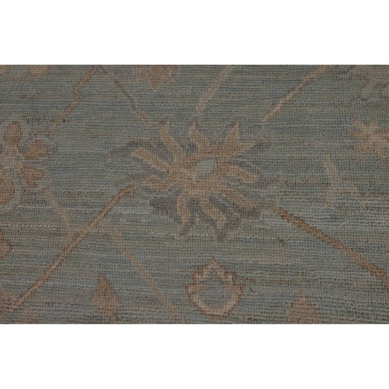 Blue Oushak Vegetable Dye Turkish Area Rug Hand-Knotted Wool Carpet - 8'2"x 10'3"