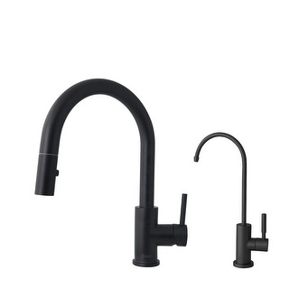 STYLISH Pull Dow Kitchen Faucet + Water Tap - Matte Black Finish