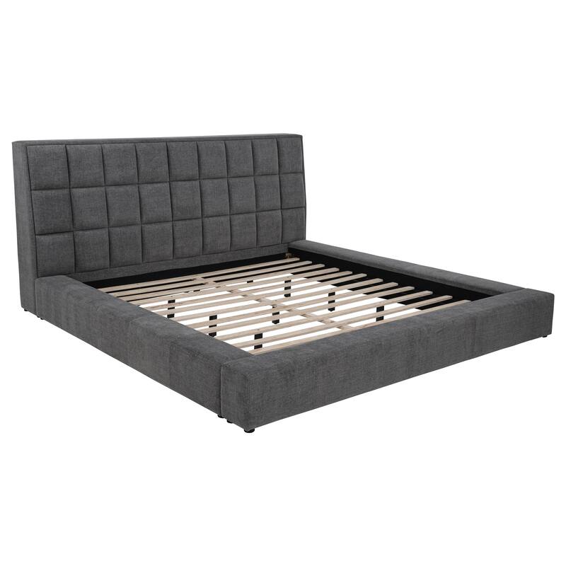 Dreux Upholstered Panel Platform Bed - Grey - Queen