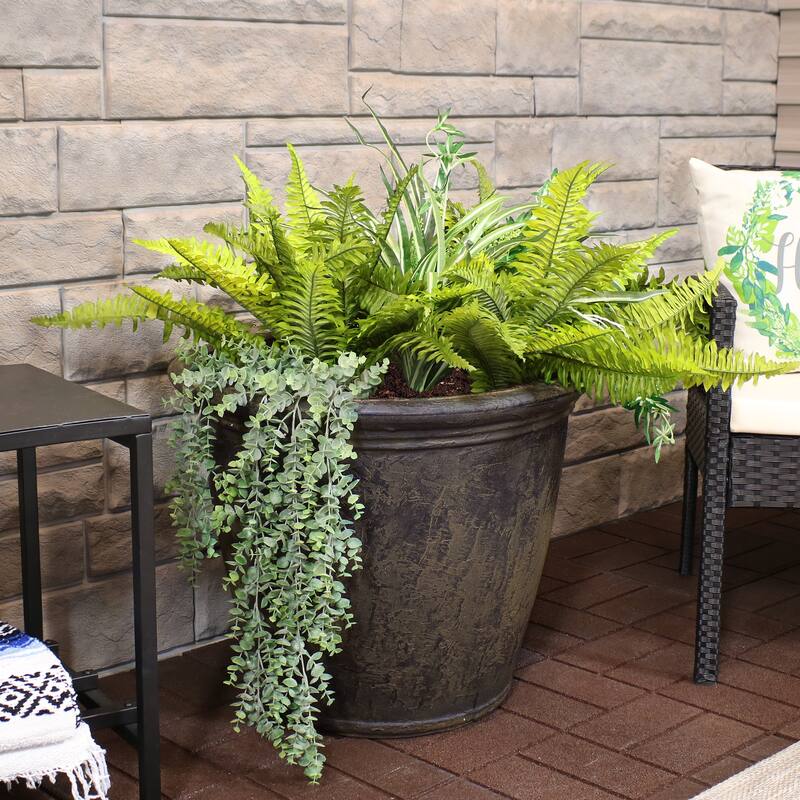Sunnydaze Anjelica Outdoor Flower Pot Planter - Sable Finish - 24-Inch - Single
