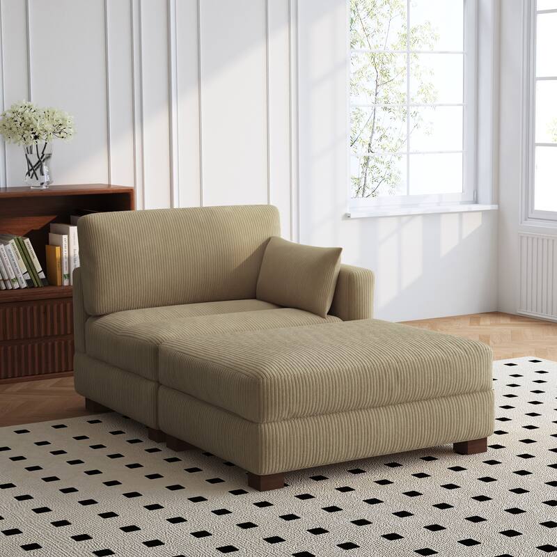 Modern Chaise Lounge Modular Sectional Sofa - Camel - Right Facing