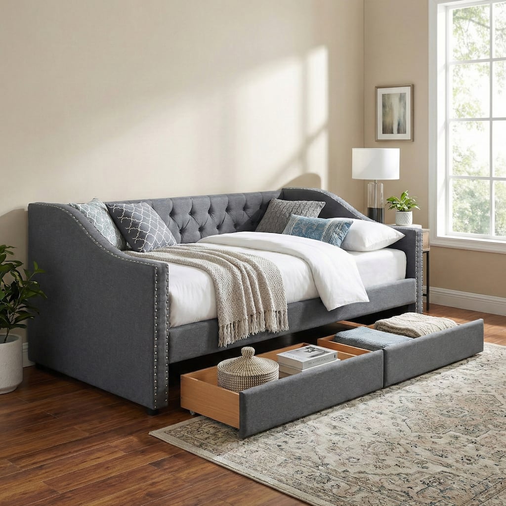 Christopher Knight Home - Ardelle Contemporary Wood Upholstered Daybed with 2 Storage Drawers