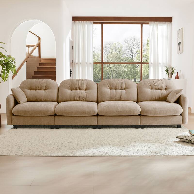 140" Oversized Modular Sofa, 4 Seater Large Sectional Couches for Living Room, Tufted Chenille Deep Seat Couch for Apartment