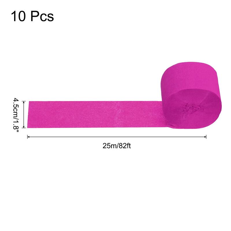Crepe Paper Streamers 10 Rolls for Decoration - Rose Red - 1.8 in x 82 Ft/Roll