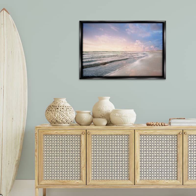 Stupell Receding Beach Shore Framed Floater Canvas Wall Art Design By Natalie Carpentieri
