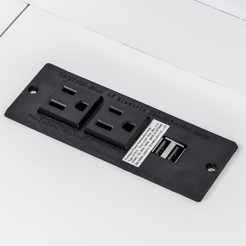 Twin XL Size Murphy Bed with Desk, LED Light and USB Charging Station