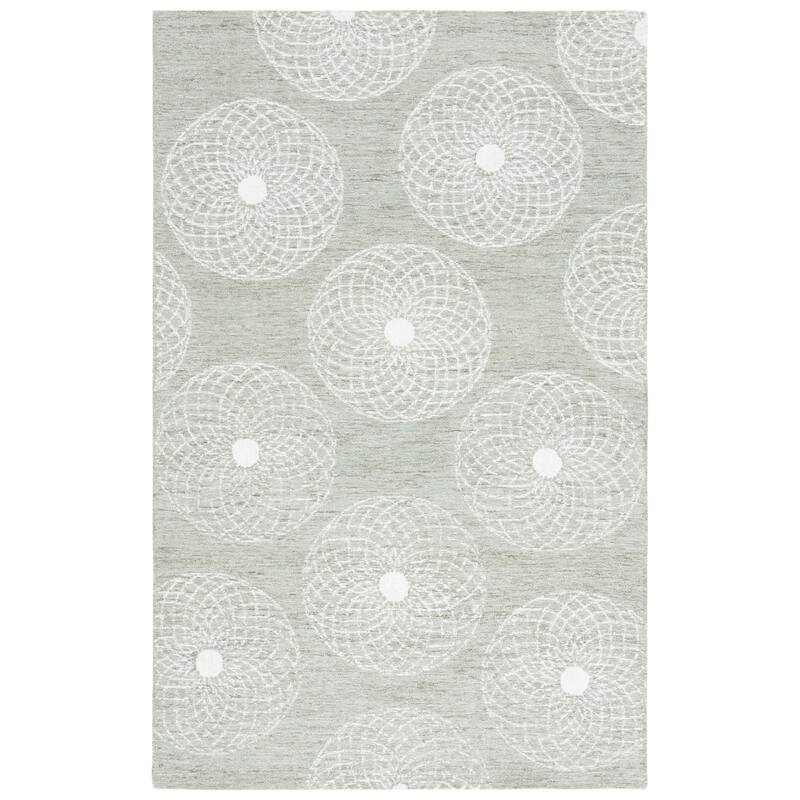 SAFAVIEH Handmade Ebony Angeliki Modern & Contemporary Wool Rug - 3' x 5' - Sage/Ivory