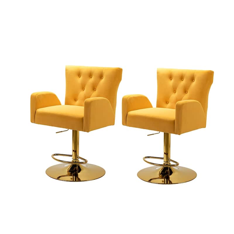 Loreto Modern Tufted Velvet Swivel chair with Adjustable Height Set of 2 by HULALA HOME
