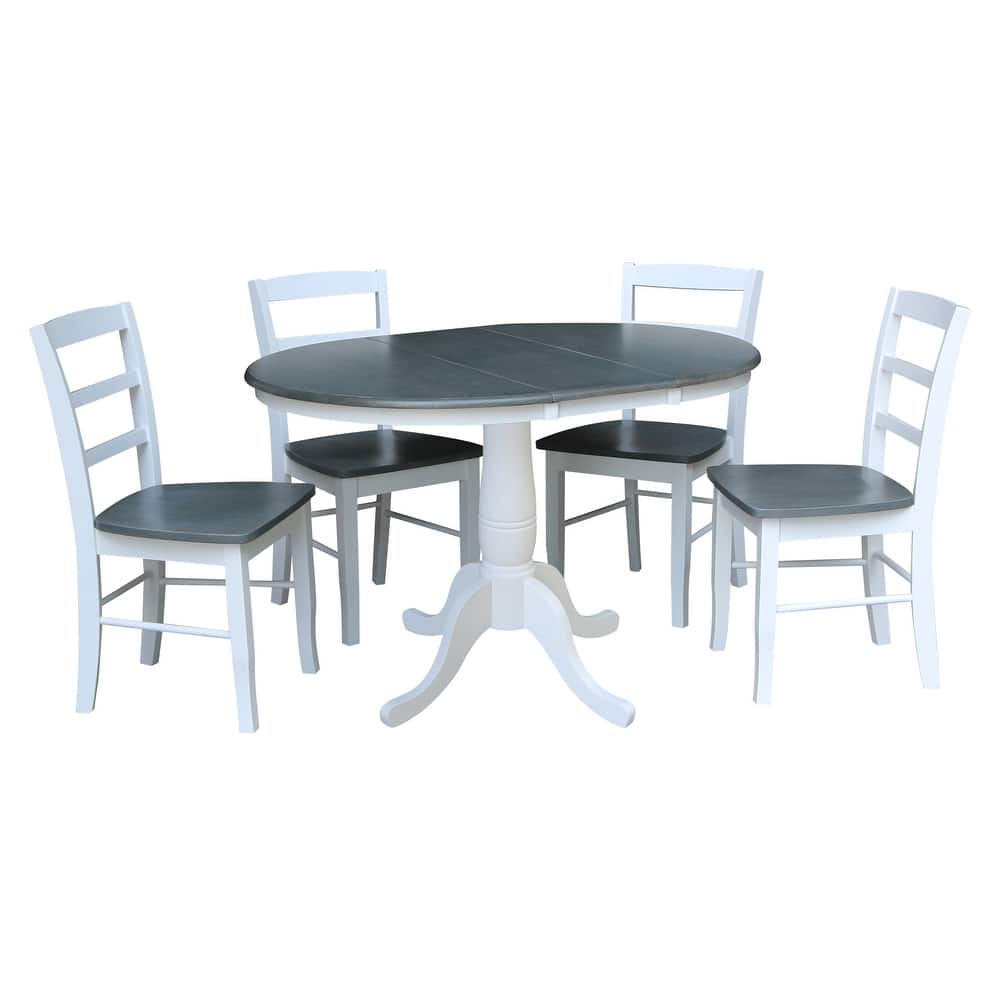 36" Round Top Pedestal Ext Table with 12" Leaf and 4 Madrid Chairs