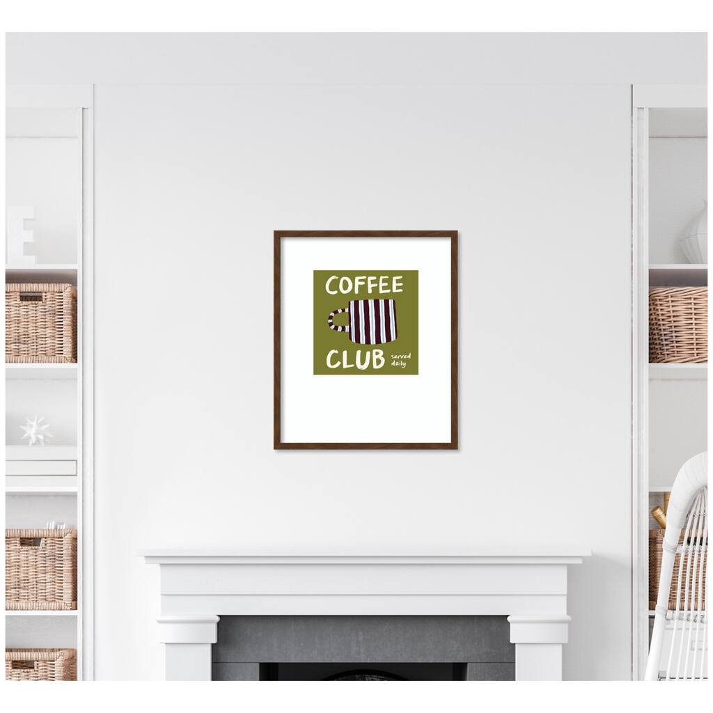 Kate and Laurel Coffee Club Kitchen Sage Green by Lucky Guava Framed Wall Art Print