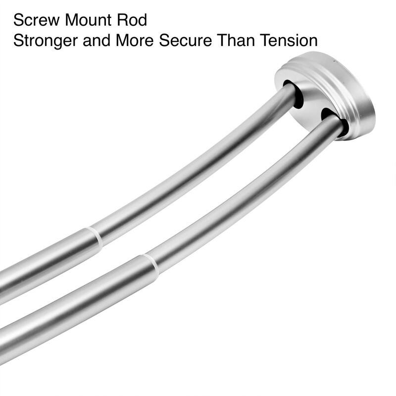 Utopia Alley Rustproof Wall Mounted Aluminum Double Curved Shower Curtain Rod, Screw Mount Rod, Adjustable Rod from 45" to 72"