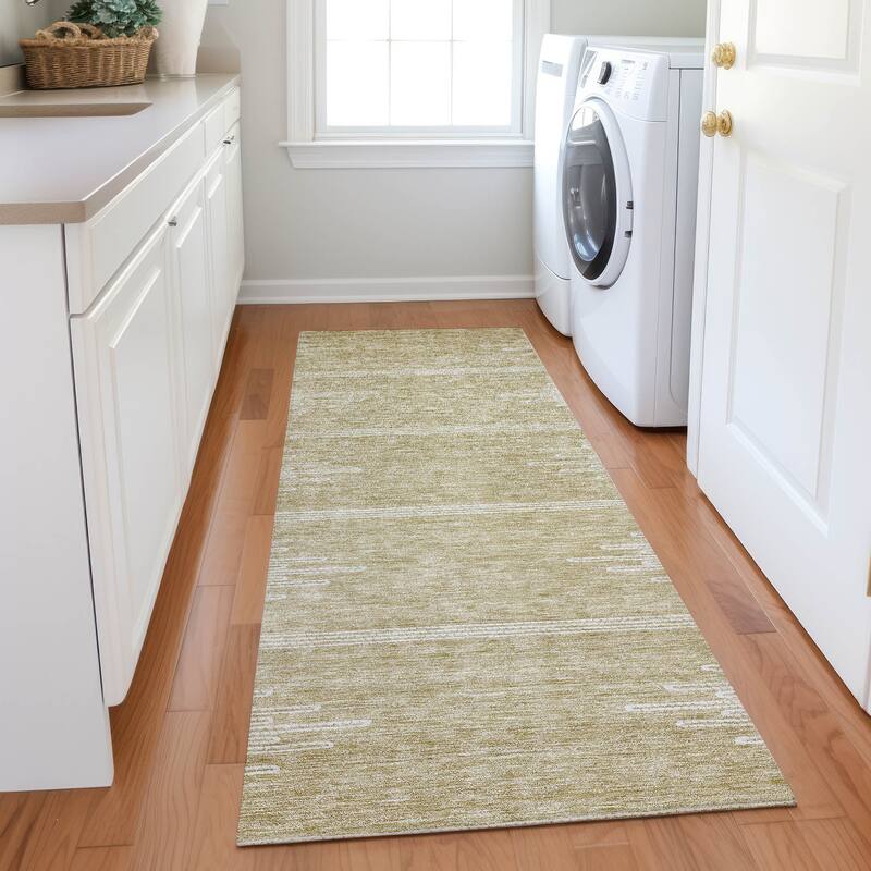 Machine Washable Indoor/ Outdoor Moroccan Boho Rug - Beige - 2'3" x 7'6"