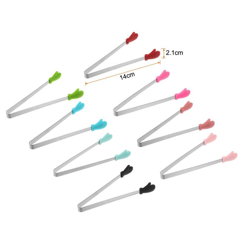 Mini Food Tongs Cute Hand Shape Stainless Steel 8 Colors - 5.5"