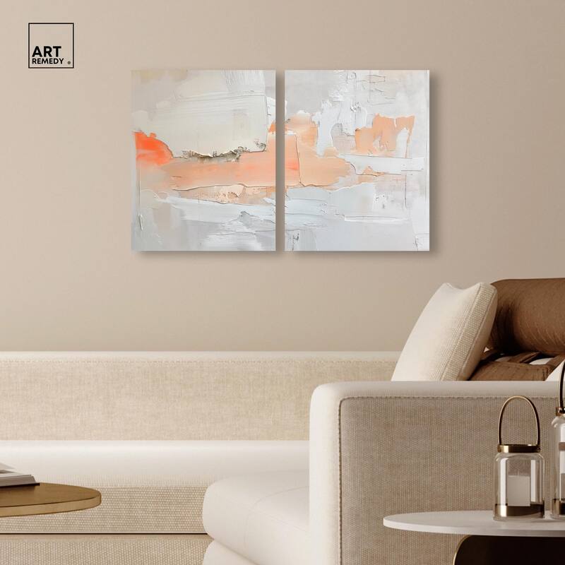 Orange Mist Halo Canvas Set of 2 by Art Remedy, Gallery Wrapped