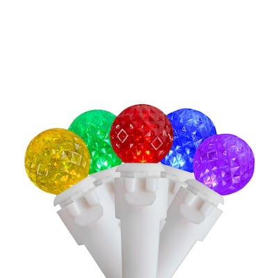 50 Count Multi LED G12 Berry Christmas Lights, 15.9 ft White Wire