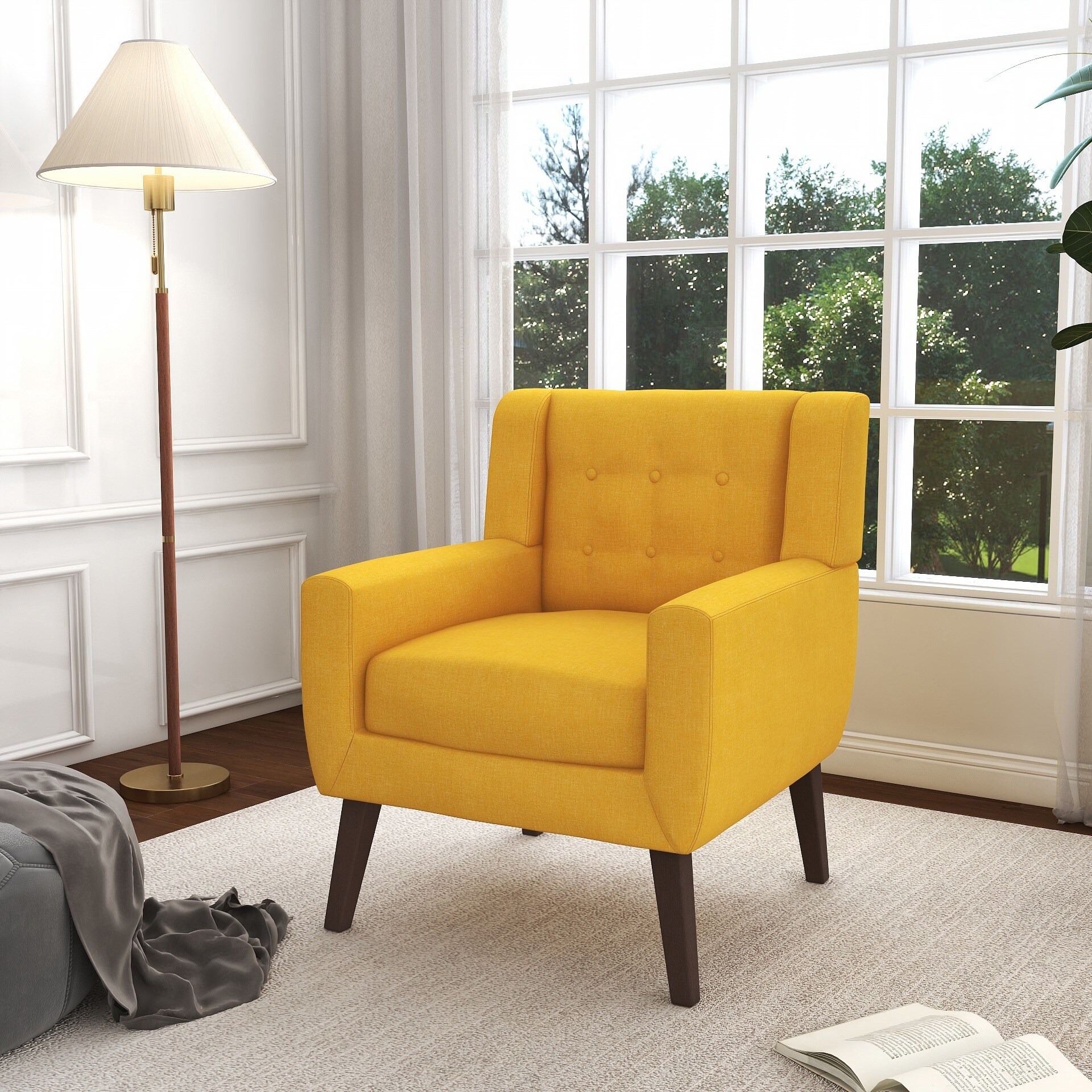 Cotton Linen Look Fabric Modern Accent Chair Armchair Bed Bath Beyond 35062133