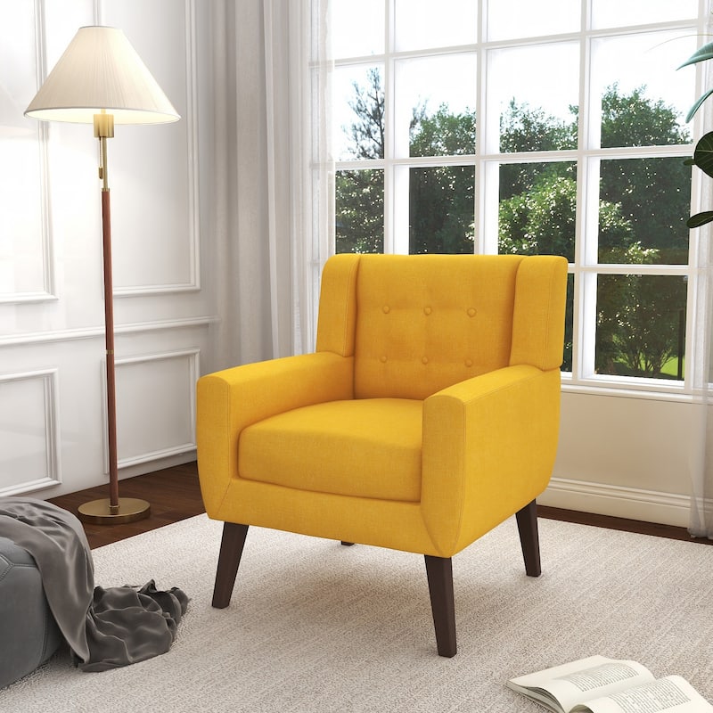 Cotton/ Linen Look Fabric Modern Accent Chair Armchair - Yellow