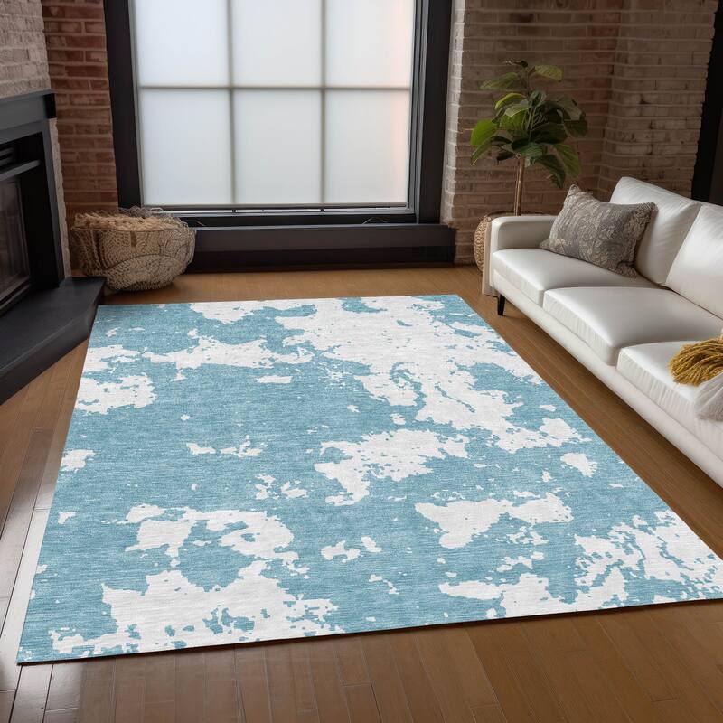 Machine Washable Indoor/ Outdoor Chantille Abstract Rug