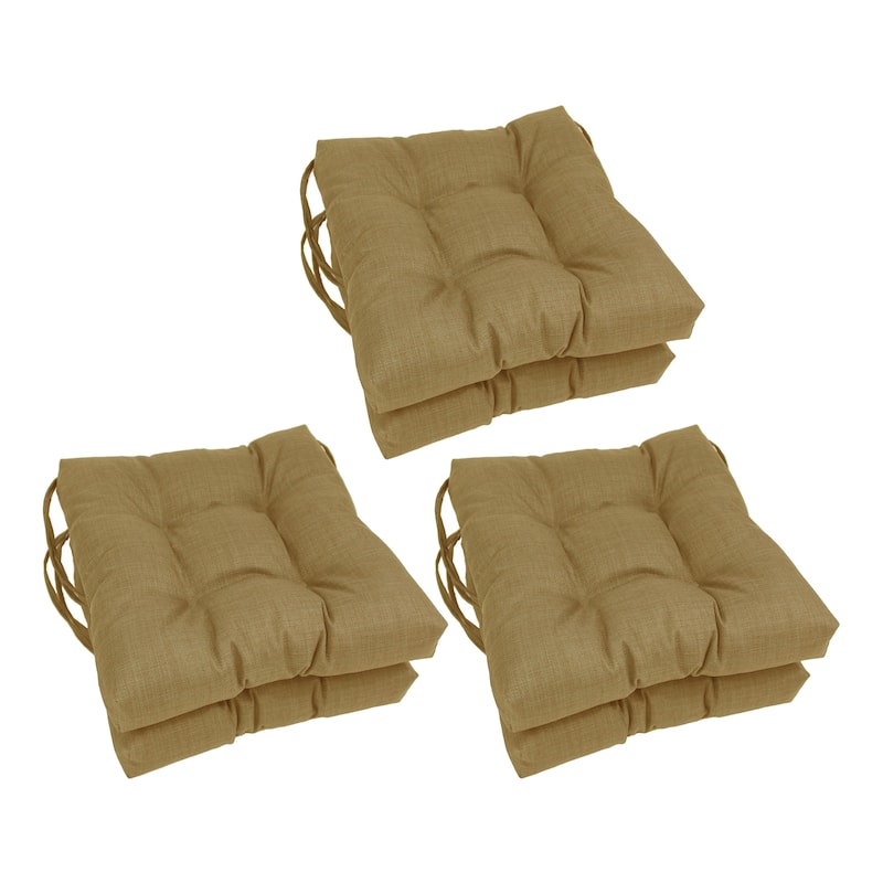 16-inch Square Tufted Indoor/Outdoor Chair Cushions (Set of 6) - Wheat