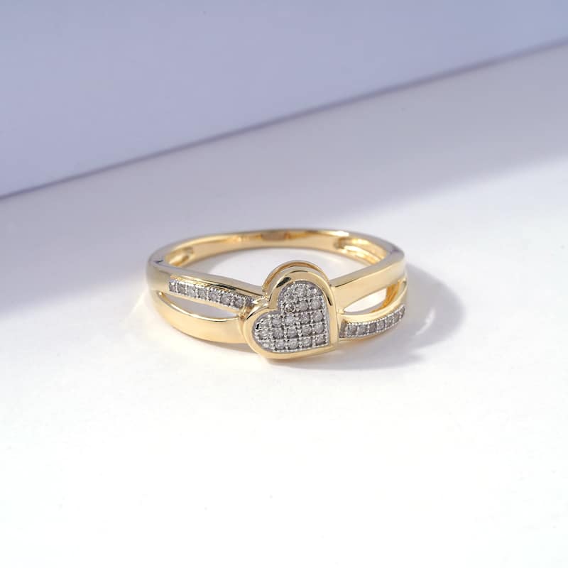 IGI Certified 1/10ct TDW Diamond Bypass Fashion Promise Ring in 10K Yellow Gold for Women