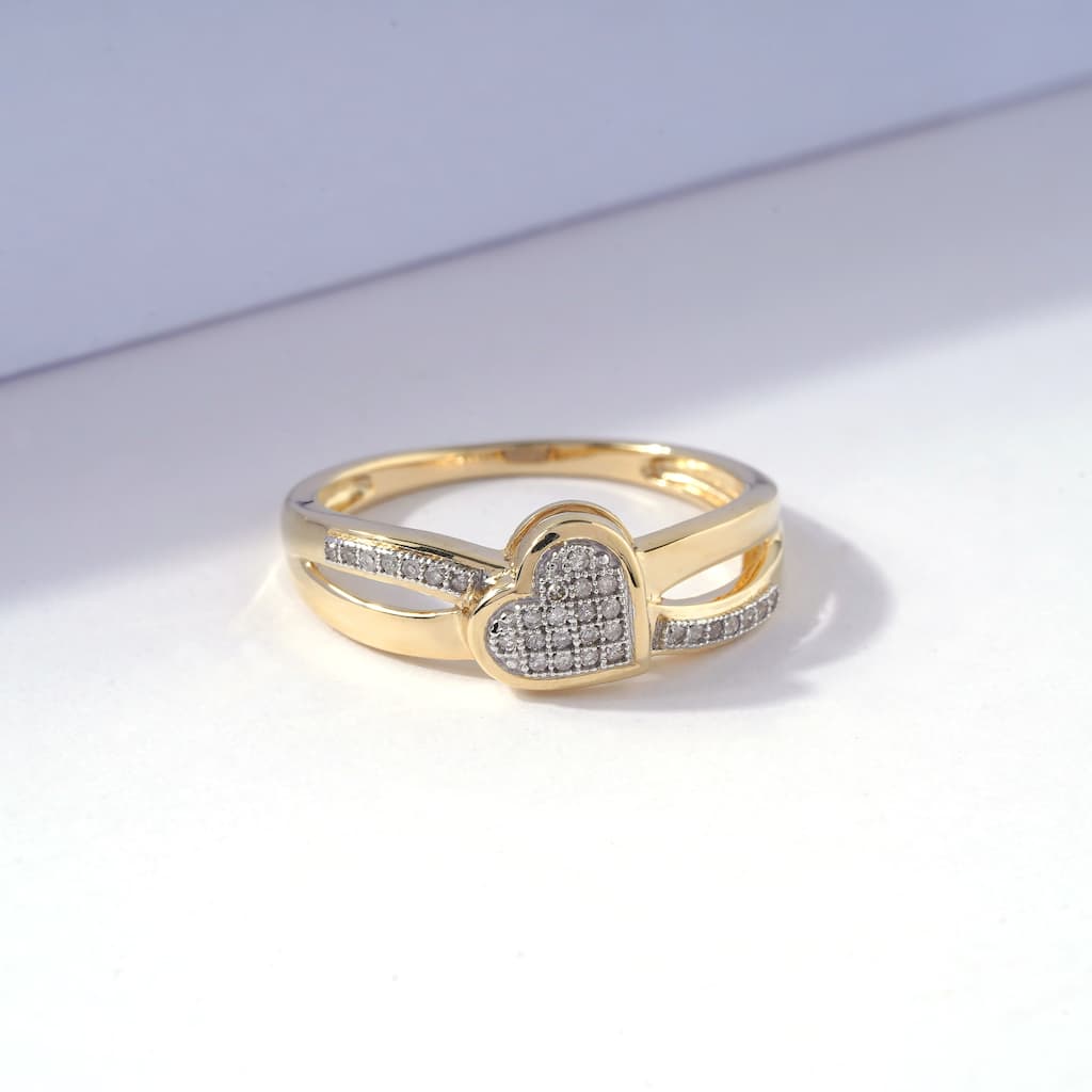 IGI Certified 1/10ct TDW Diamond Bypass Fashion Promise Ring in 10K Yellow Gold for Women