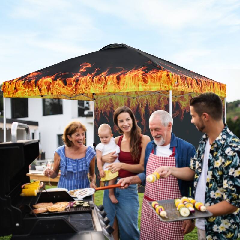 EAGLE PEAK Pop Up Canopy Tent with 1 Sidewall, Easy Setup Event Tent, Outdoor Sun Shade, Instant Canopy 10x10 - Flame