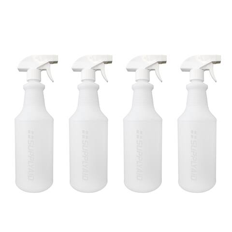 SupplyAID Plastic (4 Pack, 32 Oz, All-Purpose)Heavy Duty Spray Bottles - White - 32 oz.