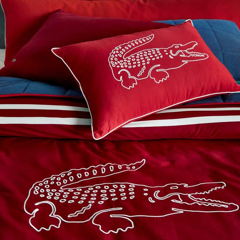 Lacoste Embroidered Big Croc Cotton Decorative Pillow