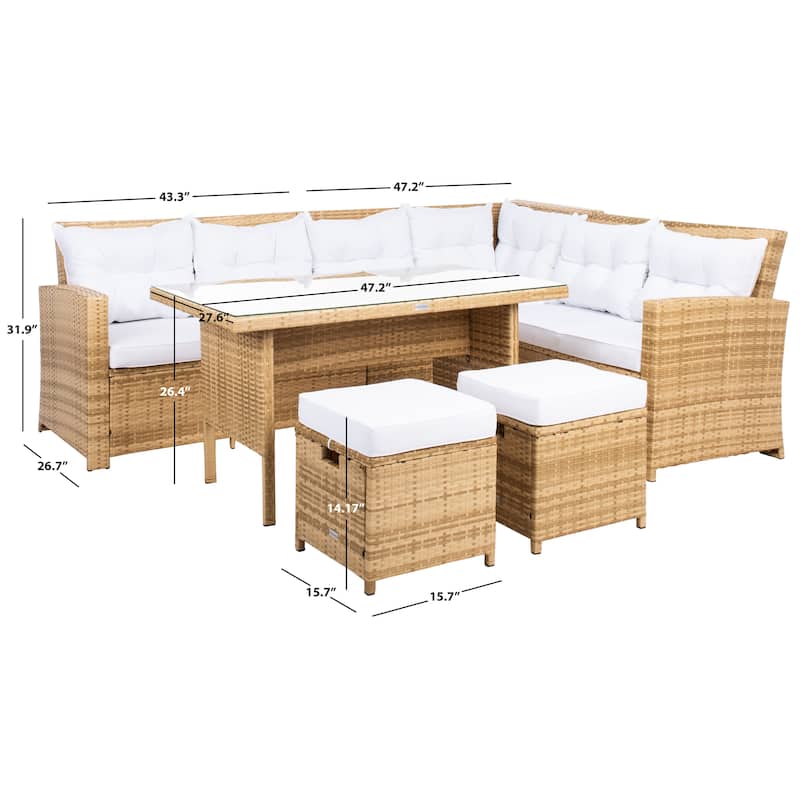 SAFAVIEH Outdoor Miki 5-piece Wicker Sectional Patio Dining Set