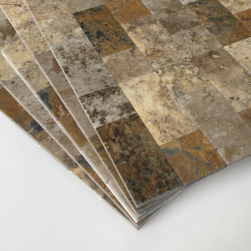 Art3d 12"x12" Peel and Stick Tile Backsplash for Kitchen, Aluminum Composite Tiles (5 Tiles)