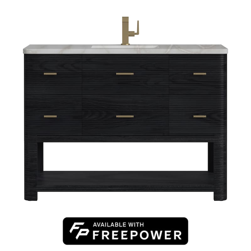 Lucian 48" Single Vanity, Carbon Oak w/FreePower Wireless Charger
