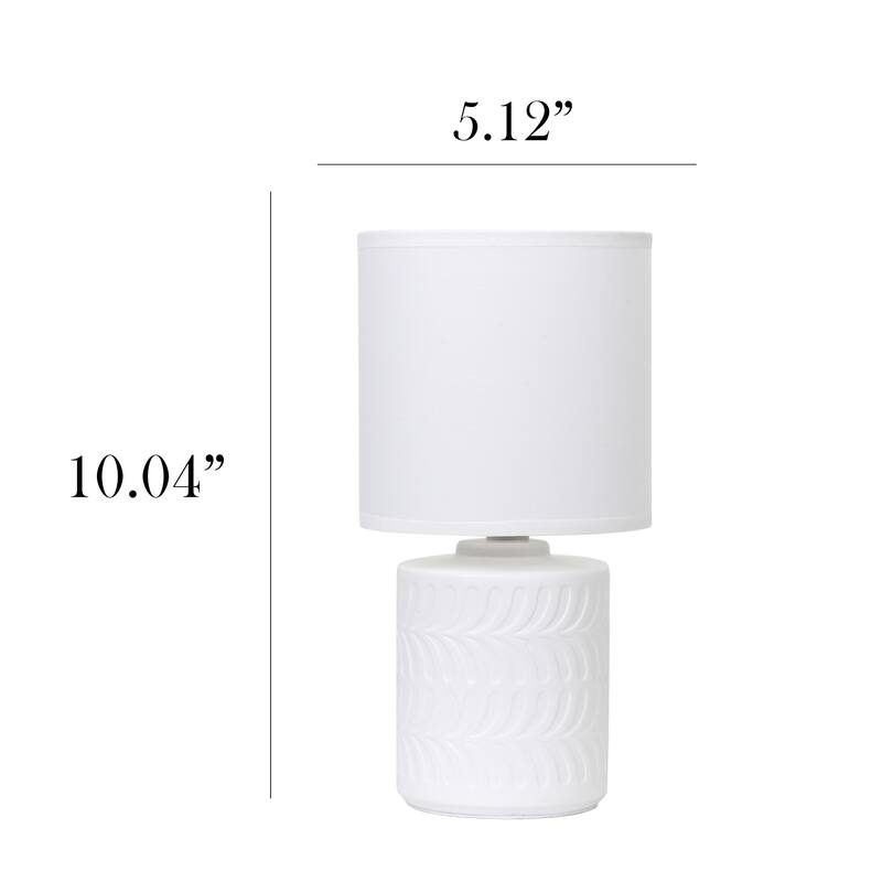 Floral Textured Ceramic Table Lamp with Drum Shade - 10" - Cream