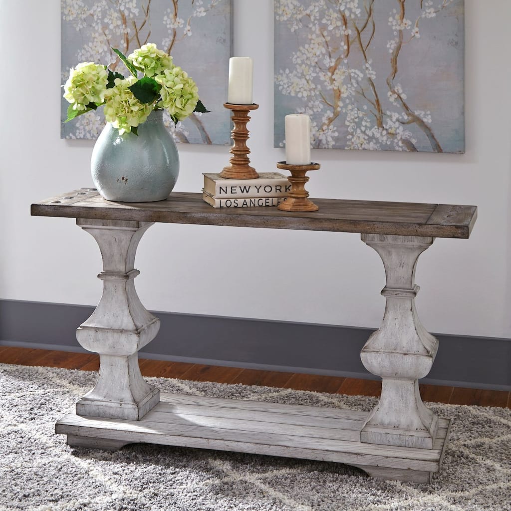 Sedona Heavy Distressed White with Gravel Sofa Table