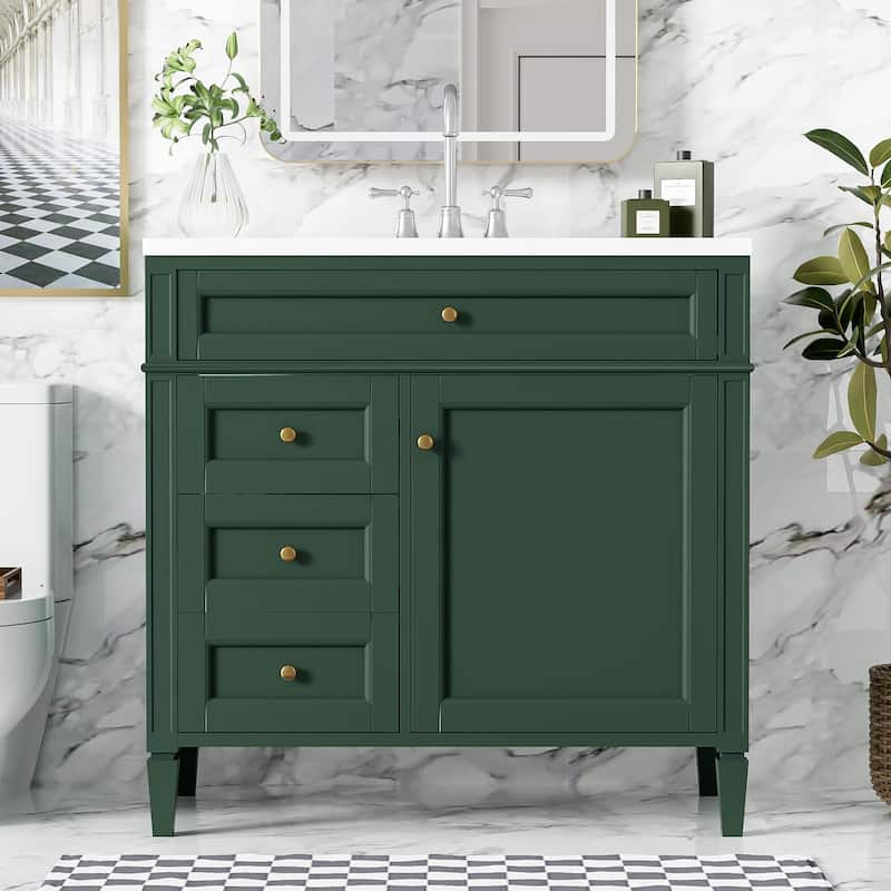 36'' Freestanding Bathroom Vanity with White Integrated Ceramic Sink - 36'' x 18.2'' x 33.78''