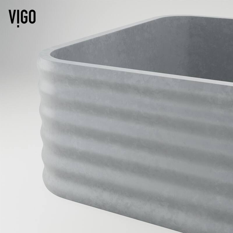 Vigo VG04076 Cadman 18" L x 13" W x 5" H Rectangular Concrete Vessel