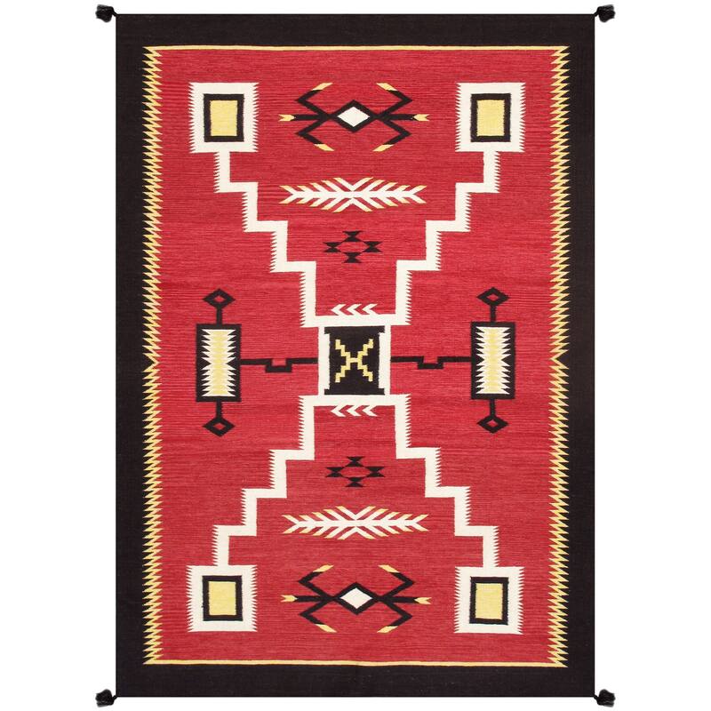 Pasargad Home Tuscany Reversible Wool Red Area Rug - 6' 3'' X 8'10'' - 6' 3'' X 8'10'' - Red