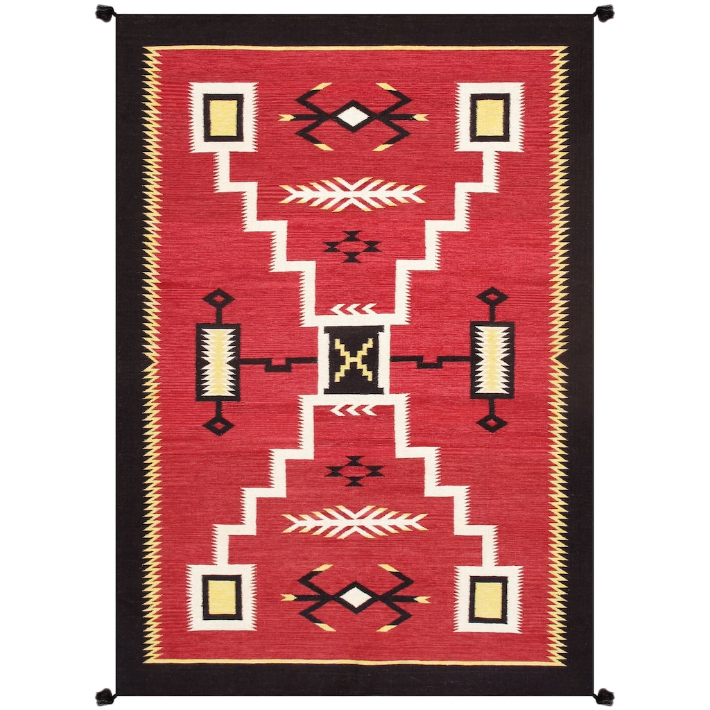 Pasargad Home Tuscany Reversible Wool Red Area Rug - 6' 3'' X 8'10''