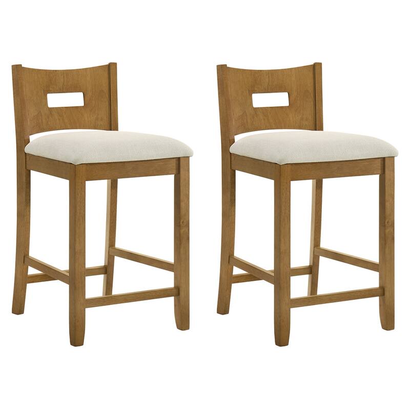 Ren Rubberword Bar Stool, Ivory Upholstered Counter Height Stool