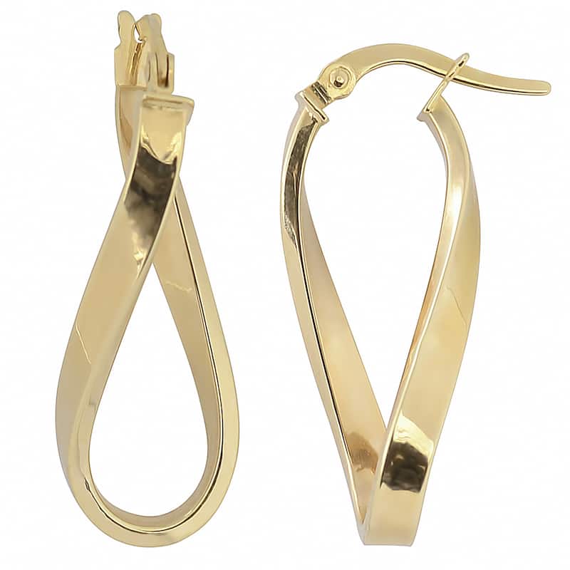 Fremada Italian 14k Gold High Polish Twist Oval Hoop Earrings (rose gold or yellow gold)