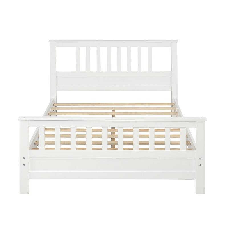 Full Size Wood Platform Bed with Headboard and Footboard