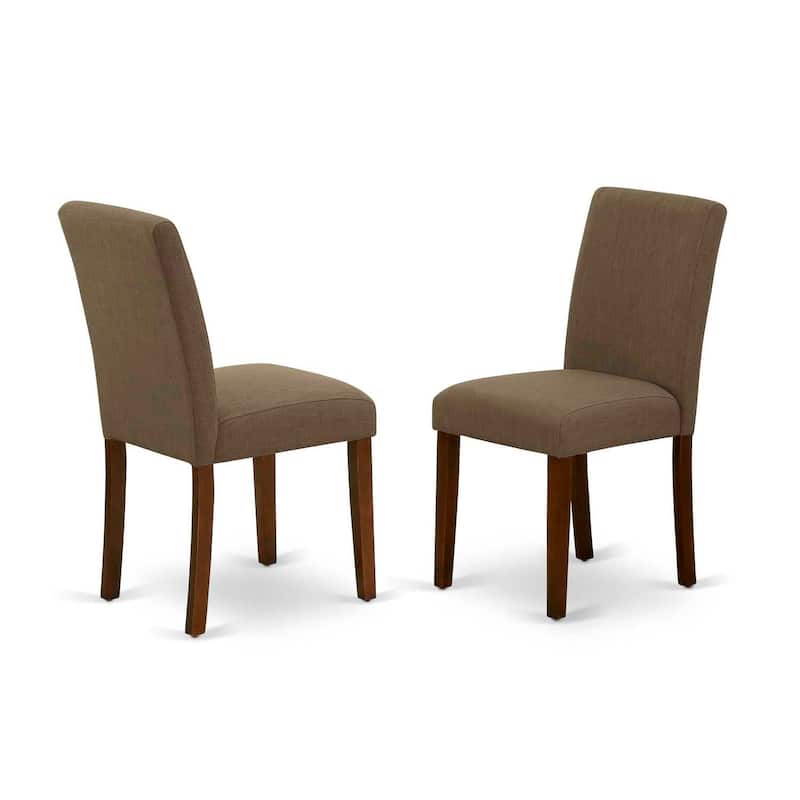 3-Piece Mahogany Finish Solid Wood Top-Dining Room Set with High Back-Seats 4