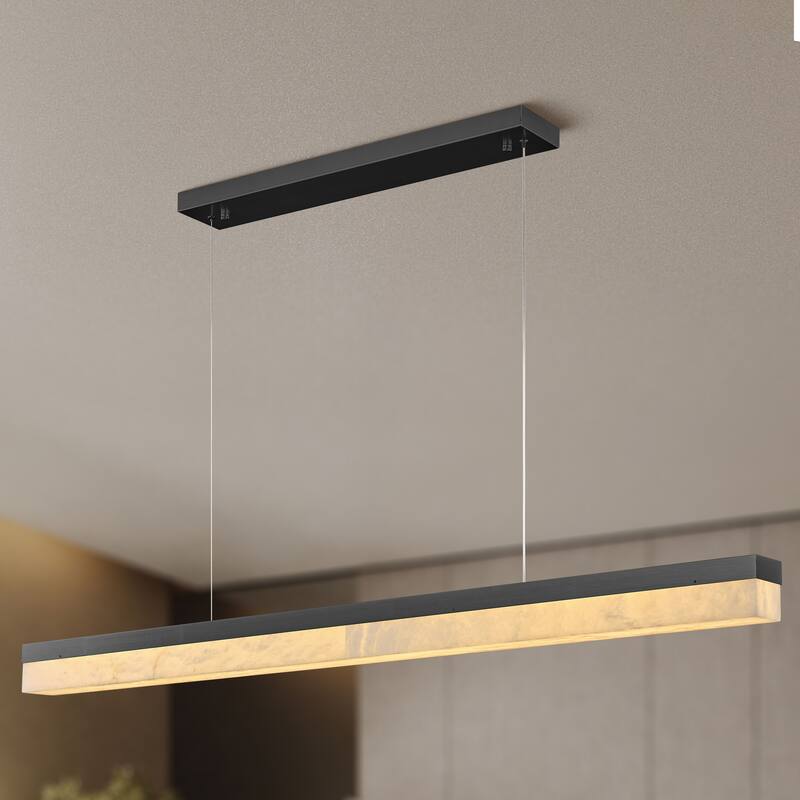 KAYLA Alabaster Pendant Light 1200 - 1800 Matte Black/Gold - 59in - Black