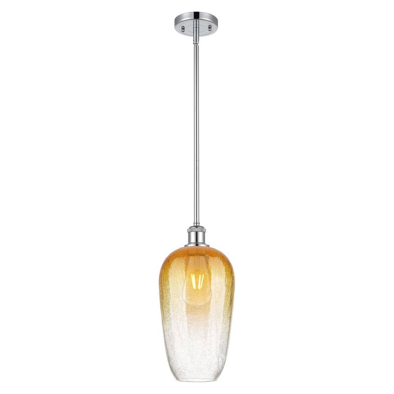 Innovations Lighting Endless Possibilities Ballston - Brookhaven Flute - 1 Light 7" Stem Hung Mini Pendant - Polished Chrome/Amber