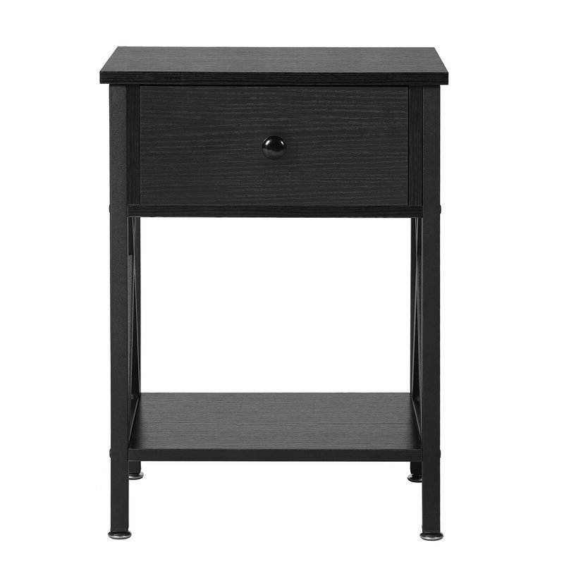 Set of 2 Nightstand Set with 1 Drawer and Open Storage