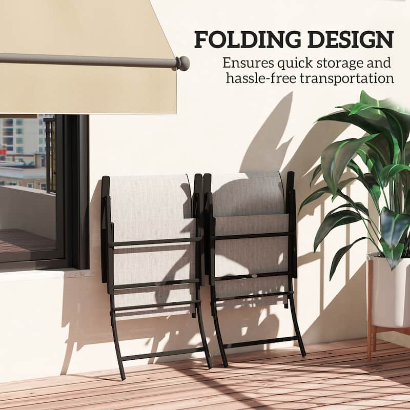 Metal Mesh Folding Patio Chairs Set of 2 with Armrests - 23.6" W x 31.9" D x 33.9" H