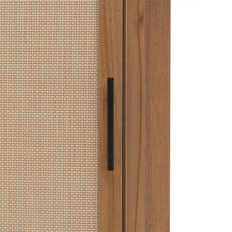 Corner Cabinet,Rattan Door,Freestanding Corner Tables For Small Spaces