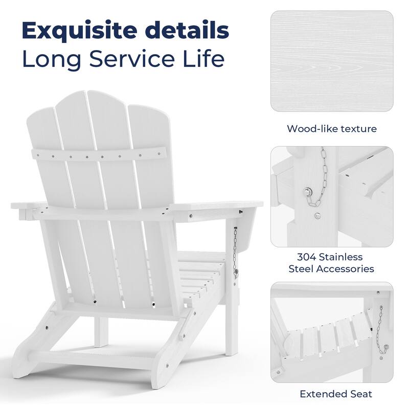 Outdoor HDPE Folding Classic Adirondack Chair All-Weather
