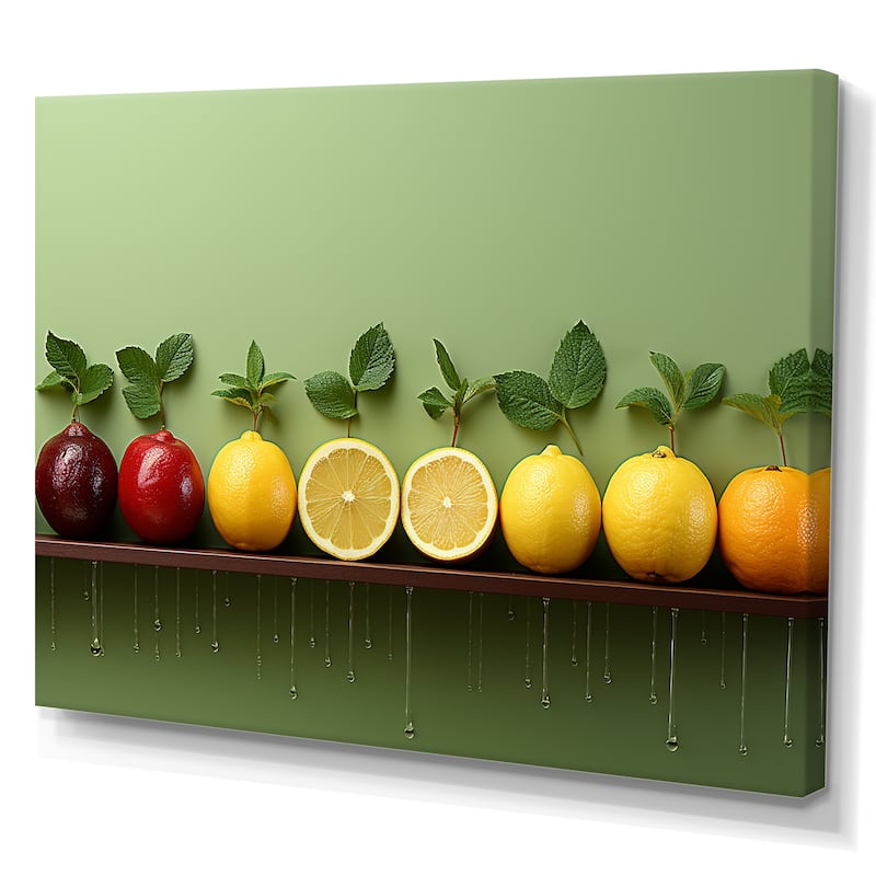 Designart "Minimalist Fruits Lemon Multicolor" Fruits Wall Art