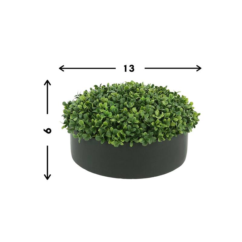 UV Rated Outdoor Boxwood in 12" Round Fiberstone Planter - Green